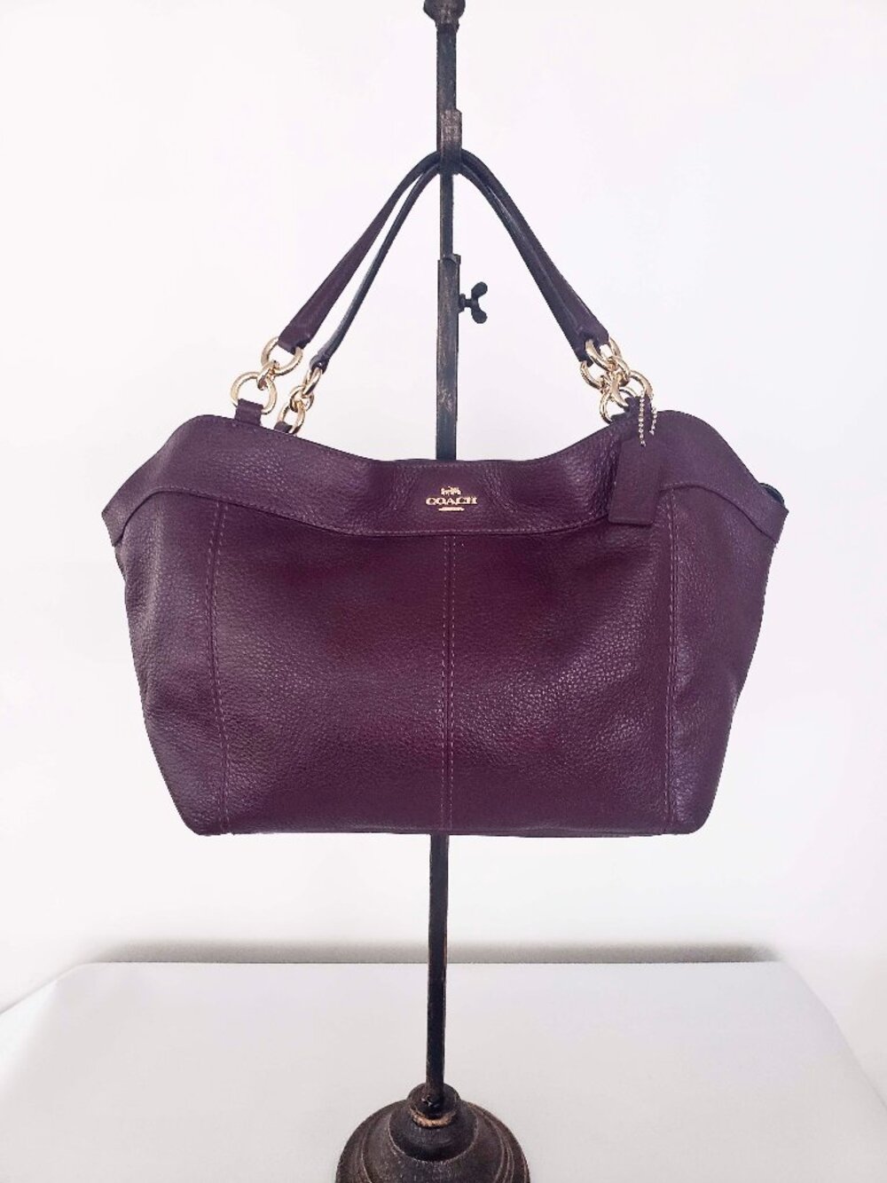 Coach F28992 Small Lexy Burgundy Pebbled Leather Shoulder Bag